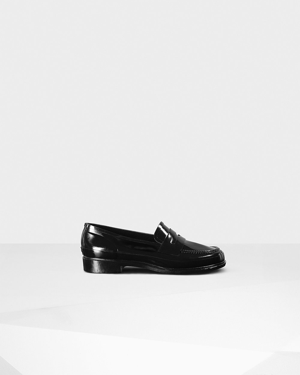 Womens Loafers - Hunter Original Gloss Penny (50GTOEHPL) - Black